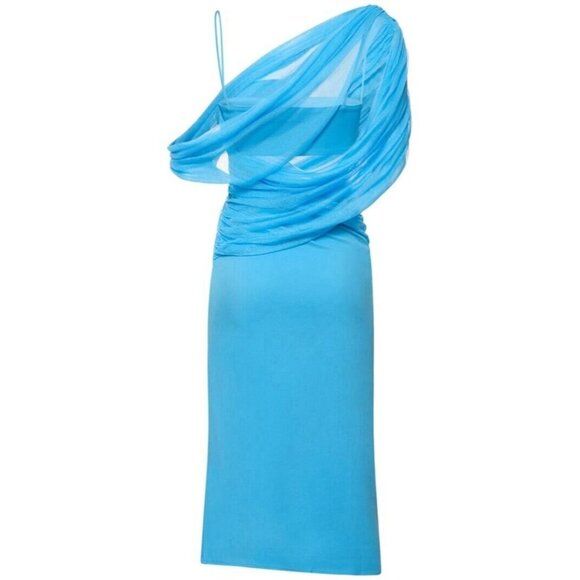 Christopher Esber Magnetica Asymmetric Dress Dolphin Blue - Picture 5 of 5